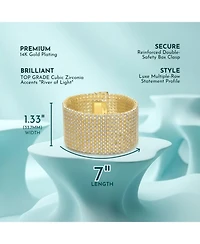 Rachel Glauber 14k Gold Plated Cubic Zirconia Lux Mesh Link Bracelet