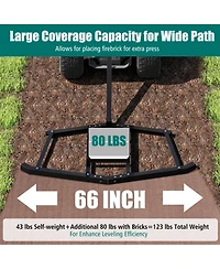 Sugift 66" Wide Driveway Drag Tow Behind Landscape Leveling Rake with Reinforced Bars