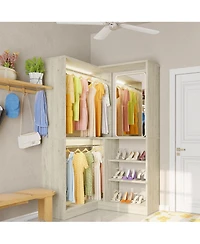 Aheaplus Corner Closet Organizer System, 36'' Wide Freestanding Storage Unit with 2 Hanging Rods and 8 Shelves