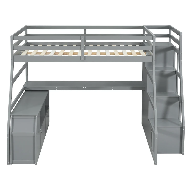 Streamdale Furniture Full Size Loft Bed with 7 Drawers 2 Shelves and Desk