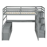 Streamdale Furniture Full Size Loft Bed with 7 Drawers 2 Shelves and Desk