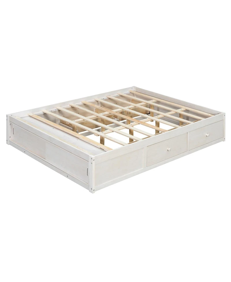 Streamdale Furniture Queen Platform Bed with 4 Drawers, Footboard Storage, No Headboard