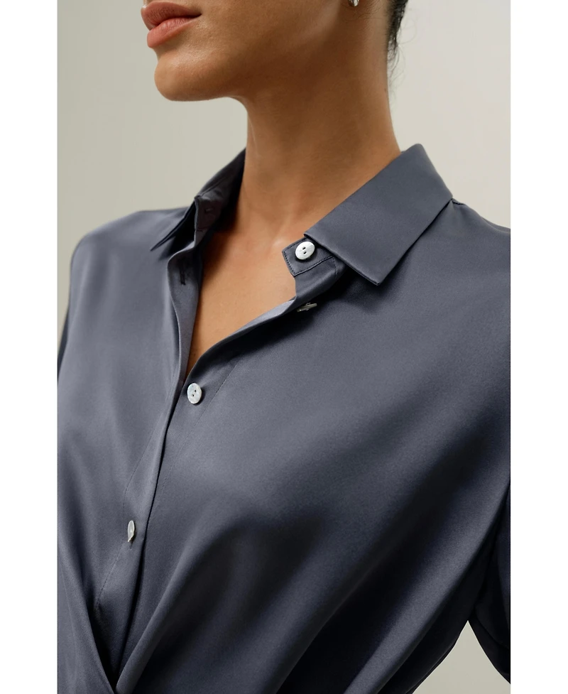 Lilysilk Women's Convertible Silk Charmeuse Shirt