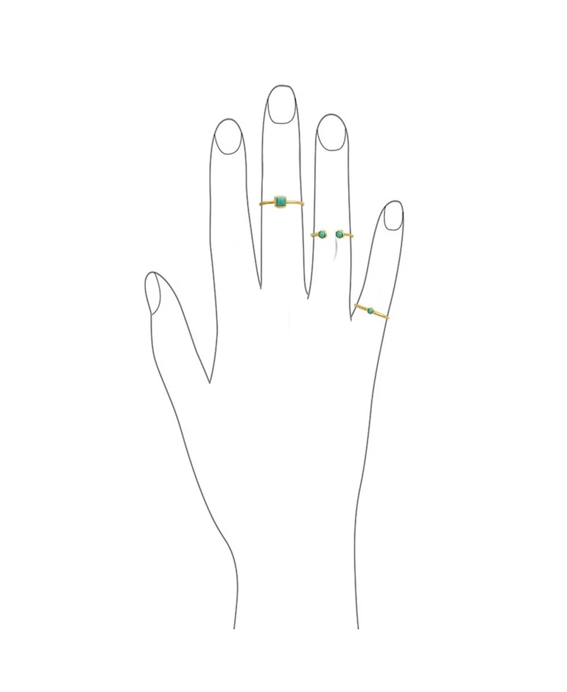 Bling Jewelry Mini Round Blue Turquoise Midi Knuckle Toe 1MM Thin Stackable Ring Gold Plated .925 Sterling Silver
