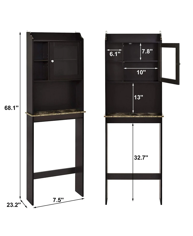 Phying Modern Espresso Wood Over The Toilet Space Saver Storage Cabinet Multifunctional Bathroom Home Organizer