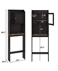 Phying Modern Espresso Wood Over The Toilet Space Saver Storage Cabinet Multifunctional Bathroom Home Organizer