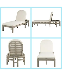 Asagikoiai Acacia Wood Outdoor Chaise Lounge, 5-Position Reclining Patio Chair with Cushion