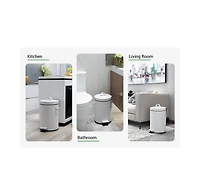Mega Casa 3.2 Gal and 0.8 Gal Old Time Style Round White Metal Step-on Trash Can Set