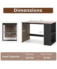 Gymax Computer Desk' Home Office Desk w/ 2-Tier Bookshelf Study Writing