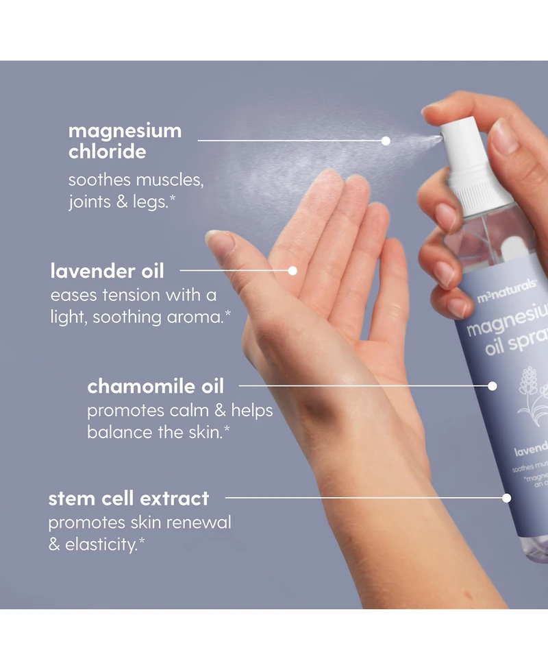 M3 Naturals Lavender Magnesium Oil Spray | Muscle and Sleep Support | Chamomile and Plant Extracts | 12 fl oz