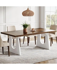 Tribesigns Dining Table for 6-8 People, 70.9-Inch Wood Rustic Rectangular Table with White Wooden Legs, Home Furniture