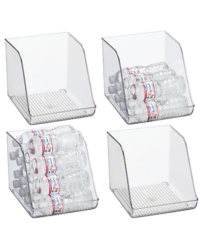 iDesign Clear Plastic Water Bottle Organizer for Fridge, 4-Pack