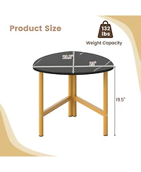 Gymax Triangle Coffee Table with Metal Legs Industrial Center Table for Living Room