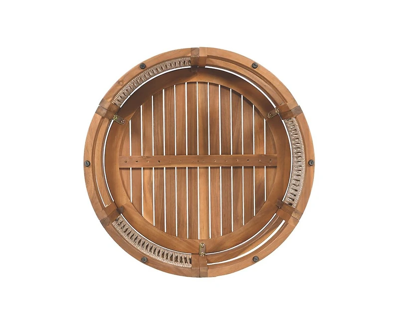 sumyeg 27.95" Acacia Wood Outdoor Coffee Table with Handwoven Rope Accent Patio Table