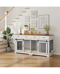 gaomon Dog Crate Furniture, Dog Kennel Indoor with 4 Sliding Doors and 4 Drawers, Multi-Functional Dog Crate for Medium and Large Dogs for Living Room
