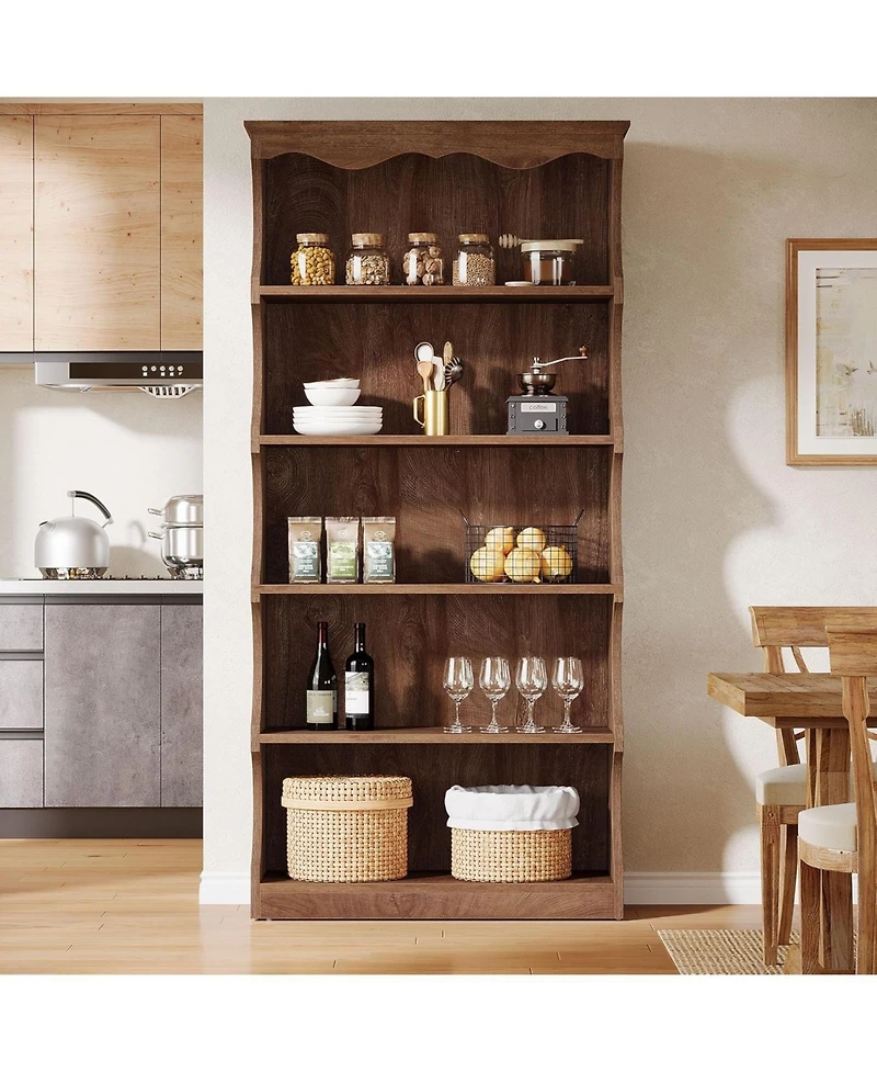 Tribesigns 70-Inch Tall Bookcase, 5-Tier Open Bookshelf with Unique Curved-Edge Design, for Living Room, Home Office, Bedroom