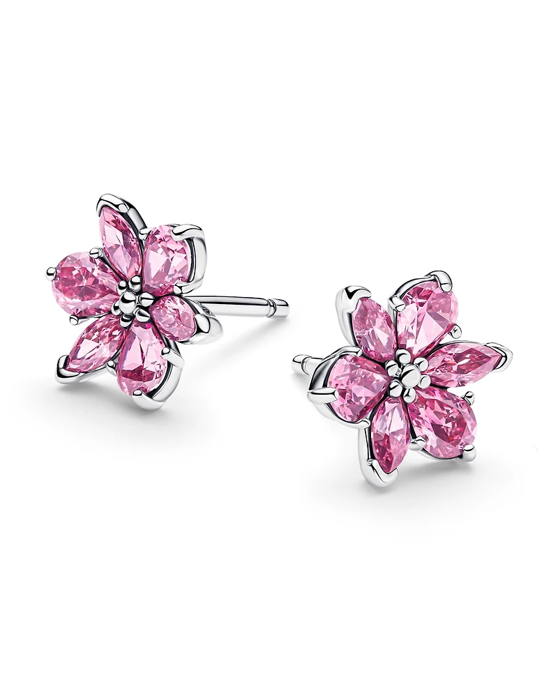 Pandora Herbarium Sparkling Pink Flower Stud Earrings