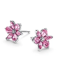 Pandora Herbarium Sparkling Pink Flower Stud Earrings