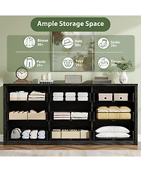 homfan 9 Drawer Dresser for Bedroom, Wide Wood Chest of Drawers Handle Free, Large Modern Storage Cabinet Living Room, Hallway Entryway