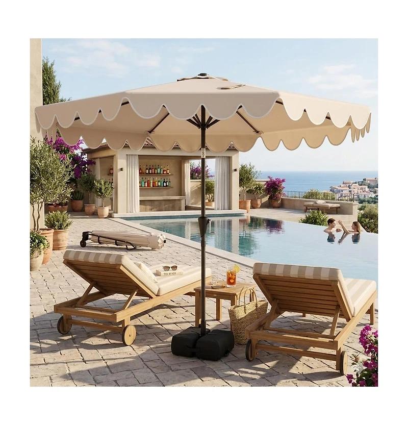 Slickblue Outdoor Umbrella with Stable Weighted Base and Sandbags for Patio