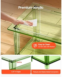 Gouun Transparent Acrylic 2-Tier Coffee Table with Storage Shelf