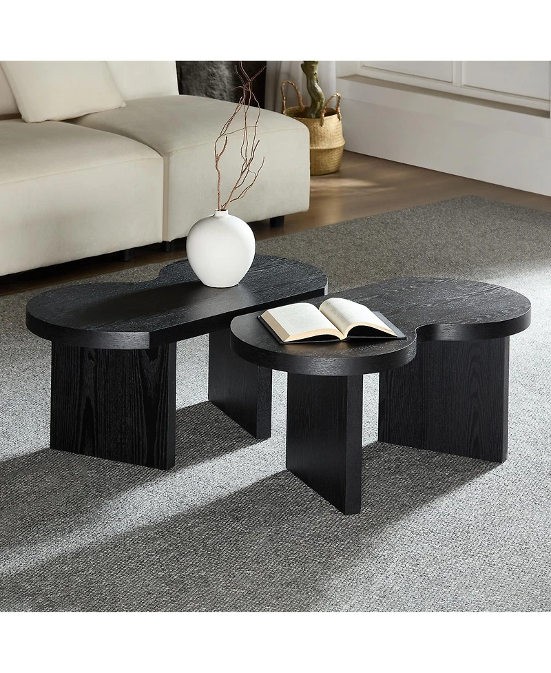 Rainsken Modern Butterfly Coffee Table, Wooden Center Table, Accent Side Tea Table for Living Room, Home Office
