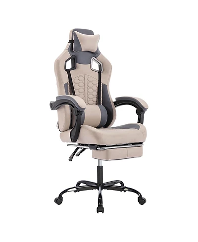 Flynama Massage Gaming Chair with Footrest,Pu Ergonomic Gamer Chair