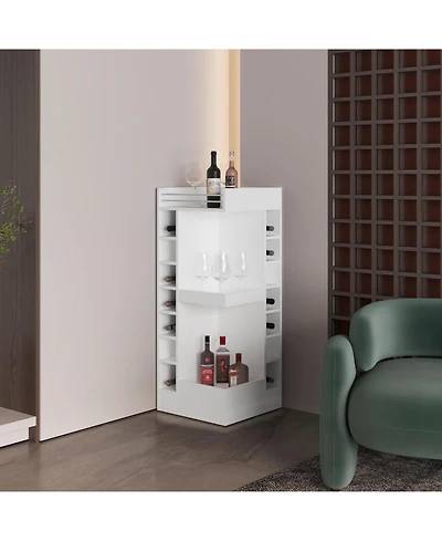 Flynama Modern Bar Cabinet with 16 Shelves, Freestanding Storage Cabinet for Bar Essentials
