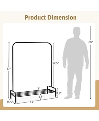 Costway Industrial Metal Garment Rack Heavy Duty Floor Cloth Rack w/ Shoe Storage Shelf