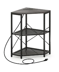 Gouun Corner Printer Stand with Built-In Power Outlet and 3-Tier Adjustable Storage