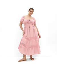 City Chic Women's Haven Embroidery Trim Maxi Dress