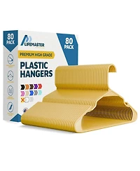 Lifemaster heavy-duty plastic hangers for clothes, dresses & coats non-slip grooves, space-saving design