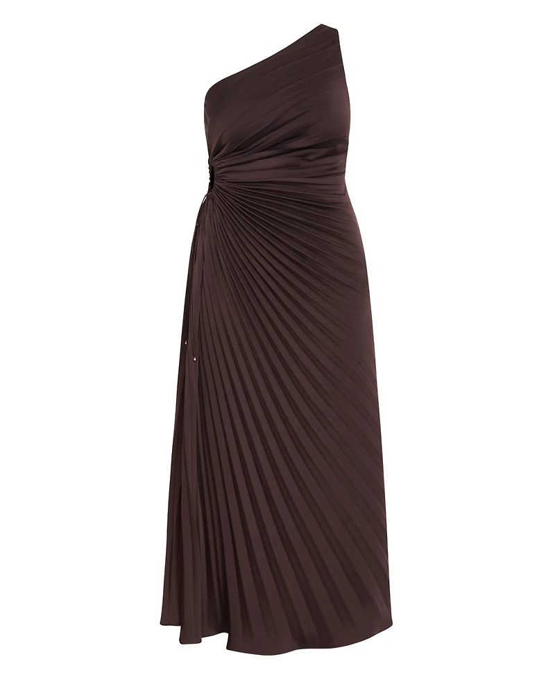 City Chic Plus Aliza One Shoulder Pleat Maxi Dress