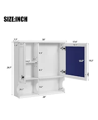 Airsurfer 30 Inch Mirror Medicine Cabinet with Open Shelves Wall Mounted Home Storage Cabinet with Doors and Adjustable Shelf Bathroom Storage
