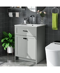 Casainc Bathroom Vanity Unit with Basin and Double Door Storage Cabinet