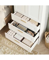 Aheaplus Closet Cabinet with 3 Drawers, Closet Organizer with Cabinet Door