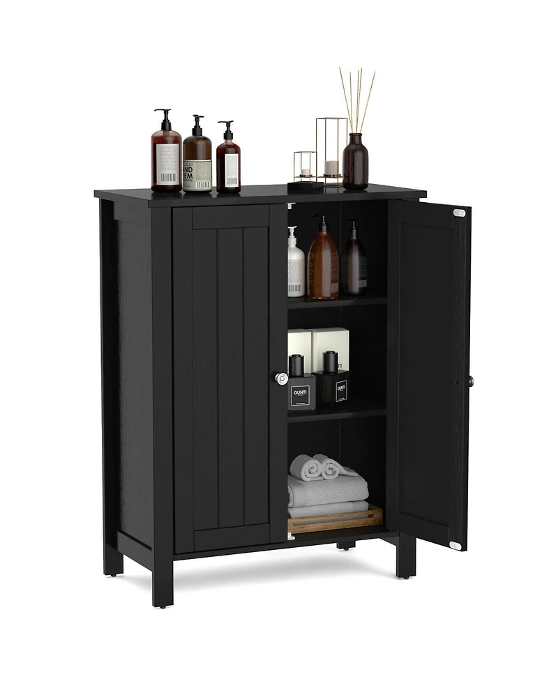 sumyeg 2-Door Bathroom Floor Storage Cabinet Space Saving Organizer