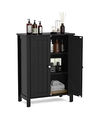 sumyeg 2-Door Bathroom Floor Storage Cabinet Space Saving Organizer