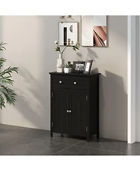 sumyeg 2-Door Freestanding Bathroom Storage Cabinet with Drawer and Adjustable Shelf