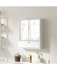 sumyeg Double Door Wall Mounted Bathroom Mirrored Medicine Cabinet