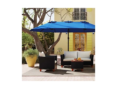 Gouun 7-Piece Outdoor Relaxation Set with Wicker Loveseat, Chairs and Coffee Table