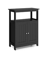 sumyeg Bathroom Floor Storage Cabinet with Open Compartment Freestanding Organizer