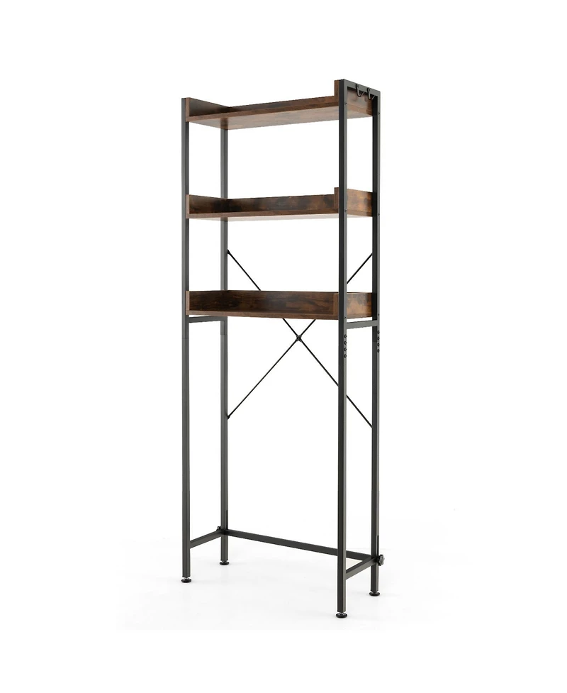 sumyeg Over The bath fixture Storage Rack with Hooks and Adjustable Bottom Bar Organizer