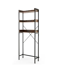 sumyeg Over The bath fixture Storage Rack with Hooks and Adjustable Bottom Bar Organizer
