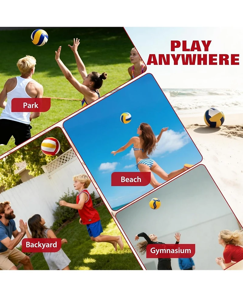 Xo Adjustable Volleyball Net System Portable Net with Poles and Carry Bag, Heavy Duty Outdoor Volleyball Set for Beach Backyard
