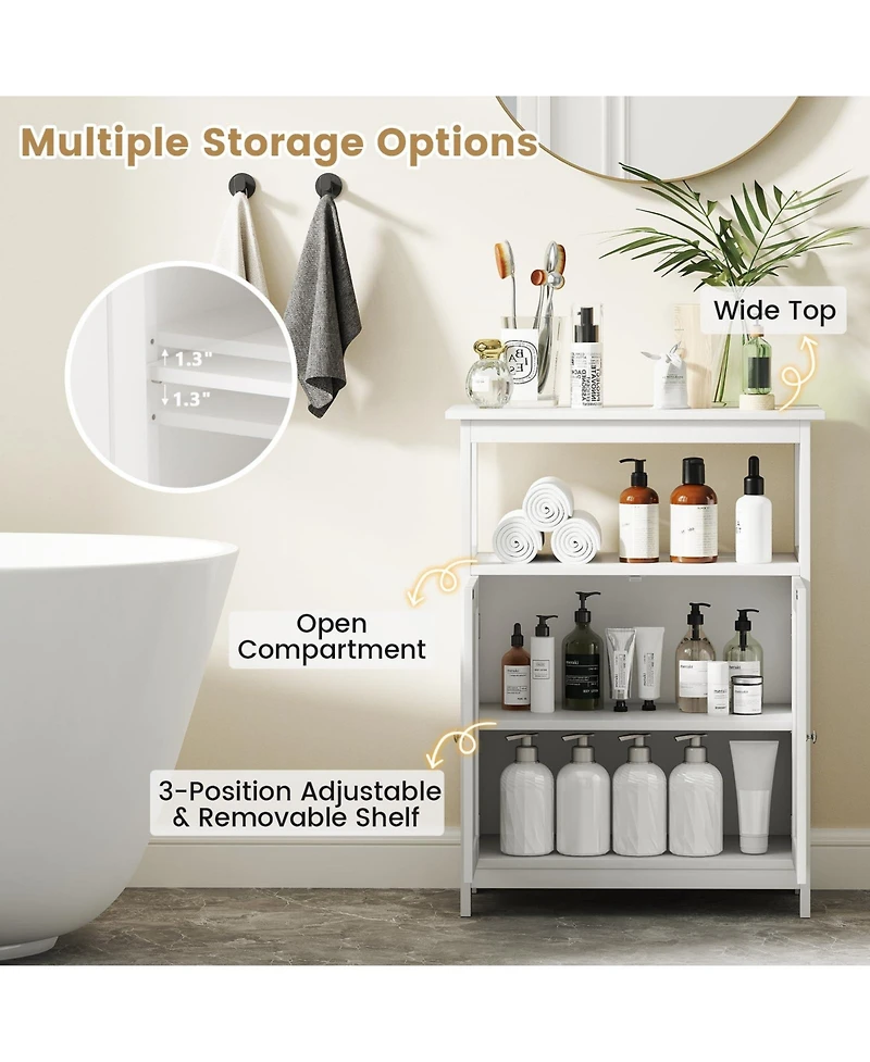 Volenca Bathroom Floor Cabinet Freestanding Storage Organizer with Open Compartment
