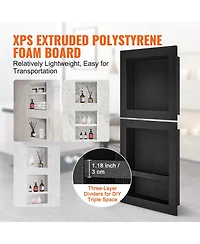 Volenca Shower Niche Set Ready for Tile Triple Shelf Recessed Wall Insert Sealed Waterproof