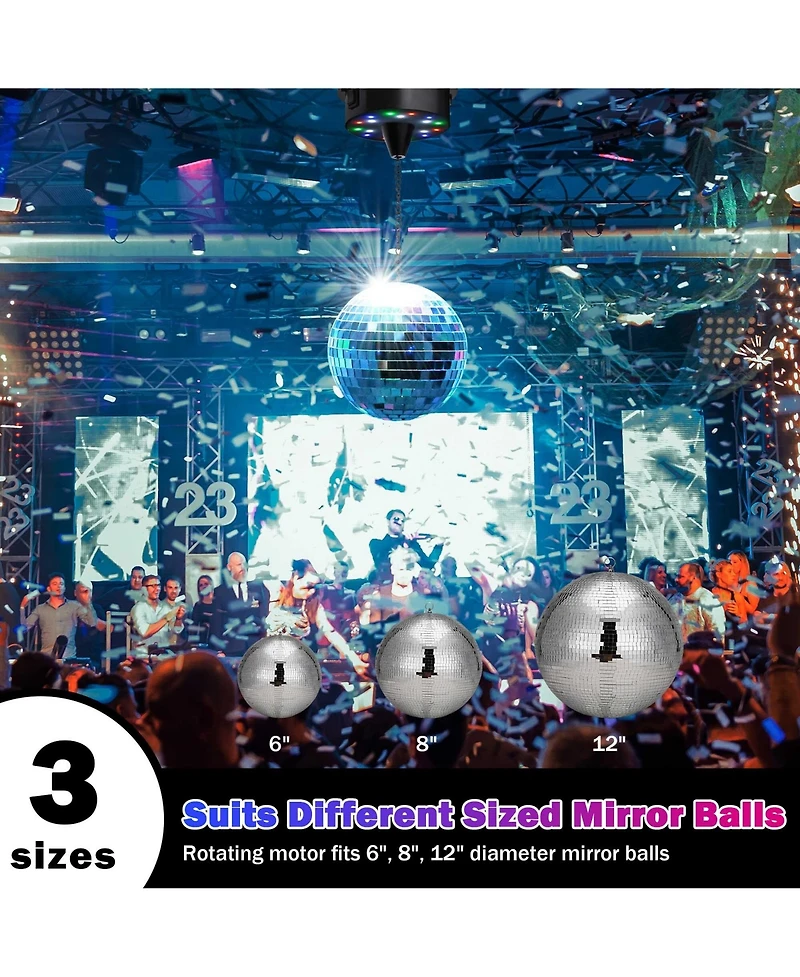 Yescom Disco Ball Motor 6RPM with 18 Rgbw Led Lights for Mirror Balls - Dj, Party, Club, Event Decor, Etl Certified