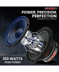 5 Core 6.5 Inch Woofer Pair 100W Car Subwoofer 4Ohm Replacement Deep Sub w Poly Cone