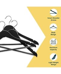 Lifemaster 30-piece wooden hanger set with non-slip design and 360degree(s) swivel hooks. sturdy, ideal for suits, coats, dresses, pants and jackets